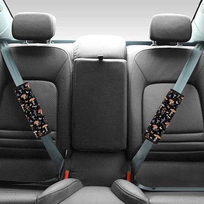 UNICEU Cottagecore Mushrooms Car Seatbelt Pads Protector Cover, Mushroom Car Accessory 2 Packs Soft Car Safety Seatbelt Strap for Women，Universal Fit All Cars SUV Truck