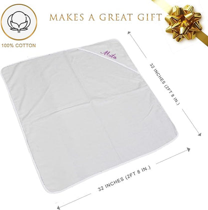 My Personal Memories Customized Baby Hooded Bath Towel - Monogrammed for Girl and Boy - Embroidered (White)