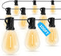 GvvooHome LED Outdoor String Lights, 100FT Waterproof Patio Lights with 32 Shatterproof S11 Plastic Bulbs, 2700K Warm White Edison Hanging Lights for Backyard, Garden, Porch, Bistro