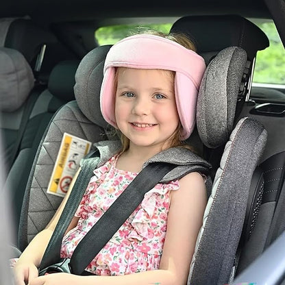 LETTON Kids Head Support Band for Car Seat, Safe, Comfortable Car Seat Head Neck Relief, Adjustable Child Head Band Strap Headrest for Kids, Pale Pink