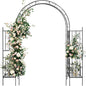 Outvita 7FT Garden Arch Arbor with Plant Stand, Heavy Duty Metal Arbour Archway, Decorative Frame Stand Trellis for Wedding Ceremony Party Plant Climbing Rose Vines Lawn