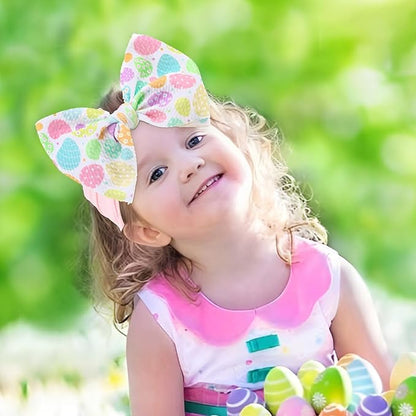 YanJie Easter Headband bow Pink Egg Carrots Printed Nylon Hairbands Bunny Headband Easter Hairbands Hair Accessories Gifts for Toddler