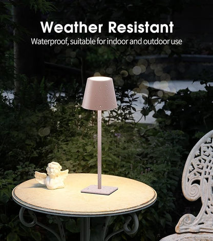 UME 3 Pack Cordless Table Lamp, Battery Operated Lamp - Portable Waterproof Rechargeable Table Lamp w/ 3 Color Temps & Stepless Dimming for Dinner, Desk, Cafe, Outdoor (Pink)