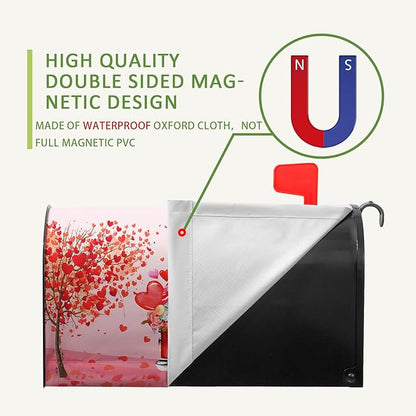 Valentine Mailbox Covers Magnetic Large Size Valentines Day Mail Box Post Cover Gnome Red Heart Truck Letterbox Wrap Happy Valentine's Day Waterproof Mailbox Cover 25.5 X 21 Inch