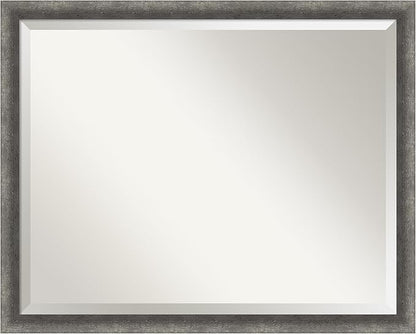 Amanti Art Grey Wall Mirror 24x30 Burnished Concrete Narrow Rectangle Bathroom Mirror for Wall Decor Living Room, Large Modern Contemporary Wood Frame, Hangs Horizonally and Vertically, Bathroom Decor