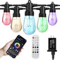 Outdoor String Lights 121ft, Patio Lights with 20 Dimmable LED Bulbs, RGBW & Warm White, IP67 Waterproof, Shatterproof, APP & Remote Control, Color Change, Customizable Colors for Backyard Decor