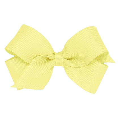 Wee Ones Girls' Classic Grosgrain Hair Bows with Plain Wrap Center, No-Slip Hair Clip, Handmade, Light Yellow, Mini