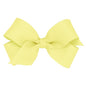 Wee Ones Girls' Classic Grosgrain Hair Bows with Plain Wrap Center, No-Slip Hair Clip, Handmade, Light Yellow, Mini