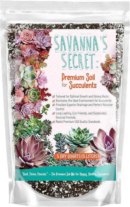 Premium Organic Succulent Potting Mix – Well-Draining Indoor Plant Soil – Safe, Eco-Friendly, UV-Treated – Perfect for Succulents, Aloe, and Cacti – Handcrafted in The USA (1 Quart)