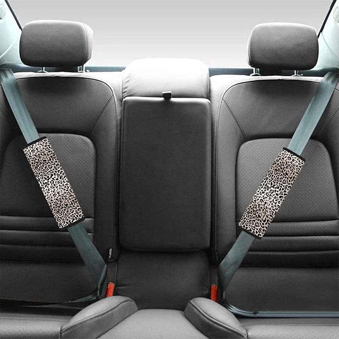 Seat Belt Cover Pad 4 Pack Soft Car Seat Shoulder Strap Pads Seatbelt Strap Cover Leopard Print Car Accessories for Adults Kids Universal Fit