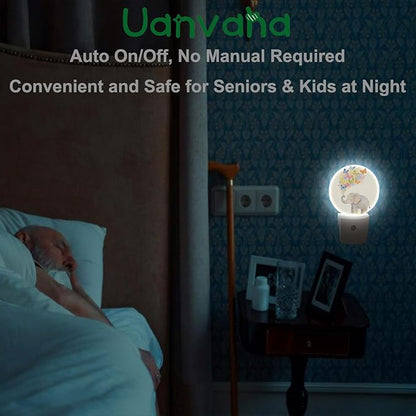 Cute Elephant Night Light Happy Birthday Elephant Nursery Animal Plug-in Nightlight Energy Saving 0.5W LED Lighting for Boys Girls Men Women
