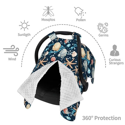 Pearls Shell Starfish Baby Car Seat Canopy Nursing Cover for Newborn Car Seat Breastfeeding Covers Blanket Newborn Shower Gift