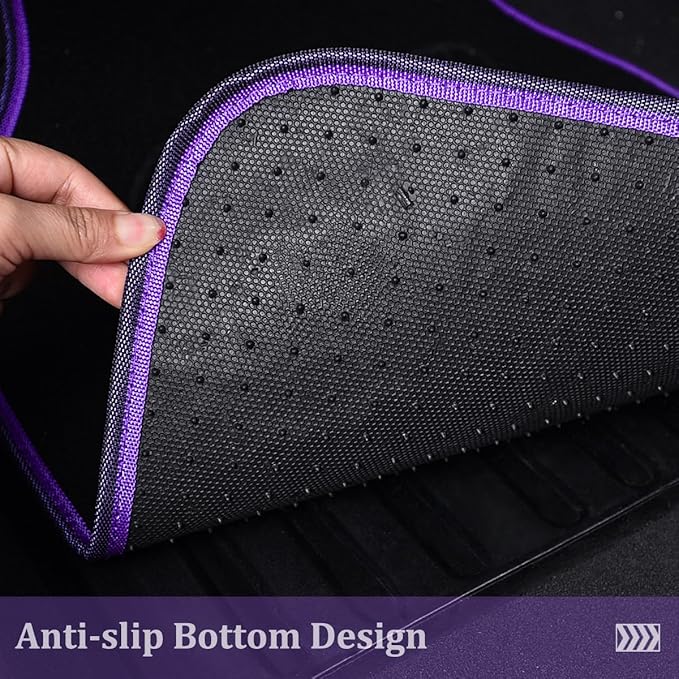 CAR PASS Embroidery Butterfly and Flower Car Floor Mats, Purple Car Floor Mats, Universal Fit 95% Automotive,SUVS,Sedan,Vans,for Women,Girly,Set of 4(Black with Purple)