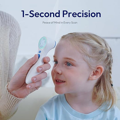 No-Touch Thermometer for Adults and Kids, 1-Second Fast Reading, Color-Coded Fever Alarm, Silent Mode, Object & Room Temperature Function, Baby Essential | Home Medical | Nurse Accessories for Work