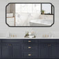 48 x 24 Inch Black Bathroom Vanity Mirror for Wall with Metal Frame Modern Rectangle Rounded Corner Wall Decor Mirror for Big Bathroom Over Sink (Horizontal/Vertical)
