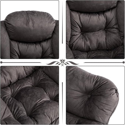 HollyHOME Modern Fabric Large Lazy Chair, Accent Oversized Comfy Reading Chair, Thick Padded Cozy Lounge Chair with Armrest, Steel Frame Leisure Sofa Chair for Living Room, Bedroom, Dorm, Coffee Grey
