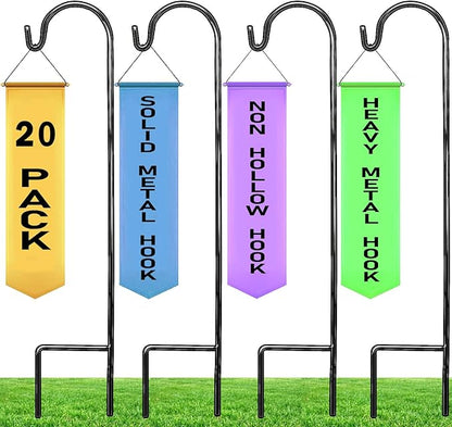 Ashman Shepherd's Hooks 35 Inch (20 Per Pack), Black, Made of Premium Metal for Hanging Solar Lights, Bird Feeders, Mason Jars, Christmas Lights, Lanterns, Garden Stakes and Wedding Décor.