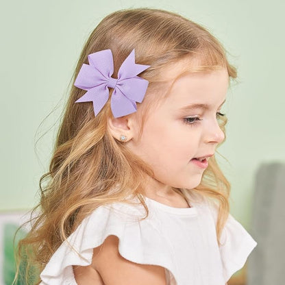 choicbaby 8pcs Baby Girl Hair Bow Clips Set, Purple Toddler Hair Clips Boutique Grosgrain Ribbon Bow Hair Barrettes Accessories for Infant Toddler Kids