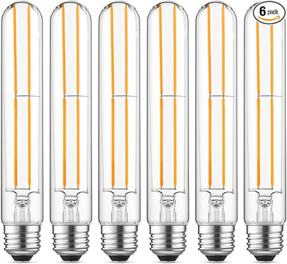 Gozelux Dimmable E26 Light Bulb 6W Equal 60 watt LED Light Bulbs AC120V Warm White 2700K Edison 60 Watt 750LM T10 Bulb for Rustic Pendant, Industrial Pipe, Wall Sconces, Vanity, Pack of 6