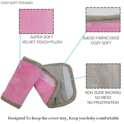 Car Seat Strap Pads Covers for Baby Kids, Seat Belt Covers Cushion for boy Girl, Protect Neck and Shoulder rubbing, Anti-Slip Design, Universal for Stroller/Carrier/Pushchair; Pink