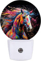 Colorful Horse Night Light Night Lights LED Lamp Round Plug into Wall Nightlight with Dusk to Dawn Sensor Home Hallway Stairway Kitchen Decor