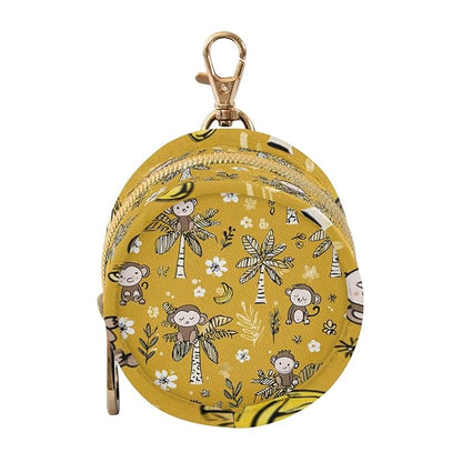 Pacifier Holder with Clip Pacifier Case for Diaper Bag Round Baby Pacifier Pouch Box Bag Portable Yellow Floral Jungle Monkeys and Trees