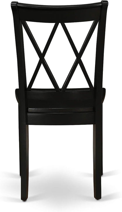 East West Furniture DLCL5-BLK-W 5 Piece Dining Table Set for 4 Includes a Round Kitchen Table with Dropleaf and 4 Dining Room Chairs, 42x42 Inch, Black