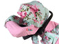 9pc Baby Girl Ultimate Set of Infant Car Seat Cover Canopy Headrest Blanket Hat Nursing Scarf, 25JE04