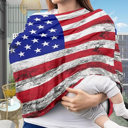 Coldinair Vintage American Flag Baby Car Seat Covers for Boys or Girls,Multi-use Cover,Baby Carseat Canopy,Nursing Cover for Breastfeeding
