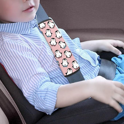 Biyejit Cute Penguins Car Seat Straps Shoulder Pads for Baby Kids, 2 Pack Boys Girls Super Soft Seat Belt Covers for All Car Seats/Pushchair/Stroller