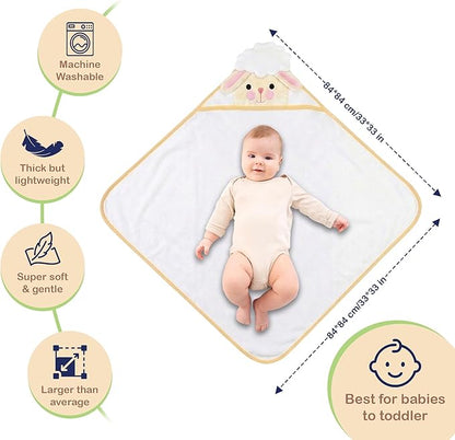 Mother's Choice Baby Towels for Newborn 100% Organic Cotton Hooded Design, Large Size Toddler Towels, Ultra-Soft & Absorbent Bath Towel for Newborns, Infants, Toddlers, Boys & Girls with Animal Hood