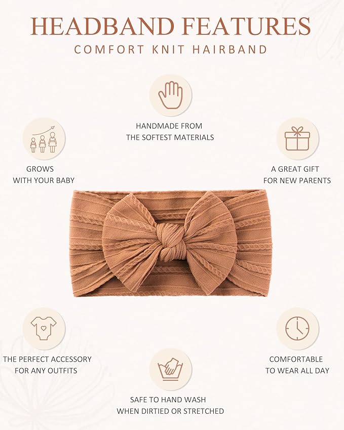 jollybows 12pcs Baby Girls Nylon Headband with Bow Newborn Hairbands Infant Hair Bow Elastics Handmade Hair Accessories for Toddlers Kids