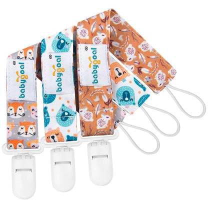 babygoal Animal Pacifier Clips, 6 Pack Pacifier Holder Fits for Most Baby Boys and Girls Pacifier Styles