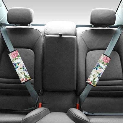 UNICEU Spring Flower Hummingbird Car Seat Belt Pads Cover, Neoprene Soft Car Seatbelt Shoulder Strap Covers Harness Pad for Car/Bag, 2 Packs