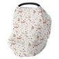 Cute Cat Boho Floral Leaves Baby Car Seat Covers Fun Kittens Meadow Butterflies Stretchy 5-in-1 Cover Adjustable Infant Carseat Canopy Cover Cats Lover Gift Breathable Nursing Cover-Up