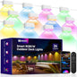 Outdoor Deck Lights 24 Packs, Smart RGBCW Fence Light, 100+ Scene Modes, Dual Lens LED String Lights with APP/Voice/Remote Control, IP65 Waterproof for Halloween Christmas Decor, 157ft White