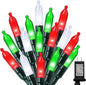 LAMPHOME Red Green White Christmas Mini Lights, 32.5FT 100 LED Clear Bulbs String Lights with 16 Light Modes, Fairy Lights Plug in for Outdoor Xmas Trees Garland Wreath Holiday Decorations