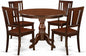 East West Furniture HBDU5-MAH-W 5 Piece Dining Room Table Set Includes a Round Kitchen Table with Pedestal and 4 Dining Chairs, 42x42 Inch, Mahogany