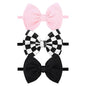 YanJie 3PCS 4.5’’ Checkered Bows for Baby Girls Headbands Pink Headband Black Hair Accessories for Girls Newborn Girl Clothes Baby Girl Outfits