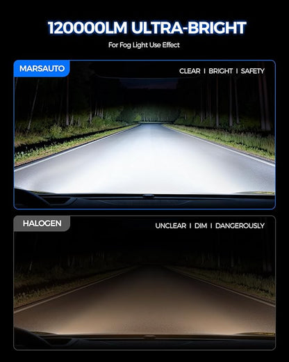 Marsauto 9005 9006 Bulb, 100000LM 1200% Brighter Fog Light with Turbo Fan, 5 Mins Quick Installation, IP67 Waterproof Bulbs, 9005 9006 Pack of 4