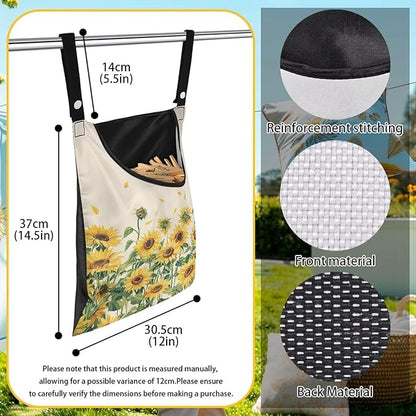 Sunflower Clothespin Bag, Hanging Laundry Bag, Hanging Storage Organizer