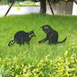 2 Pack Black Cat & Raccoon Garden Stakes, Metal Yard Art for Outside, Decorative Silhouette Statues for Garden, Lawn, Patio, Cute Outdoor Animal Ornaments (Cats and Raccoons)