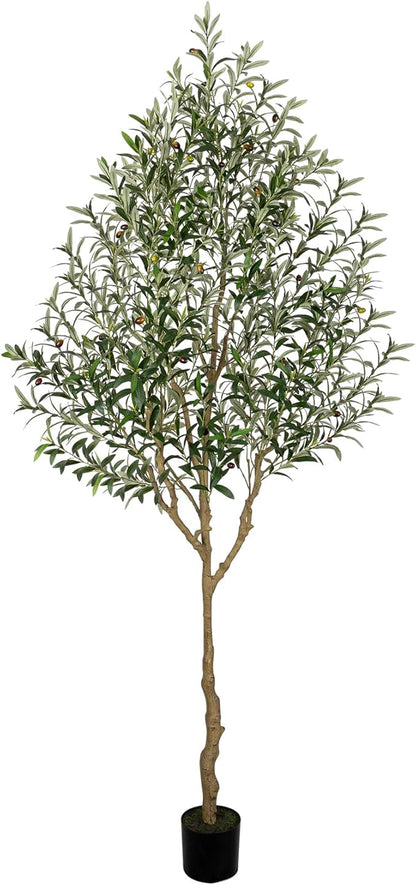 8FT Olive Tree Artificial Indoor, 96in Tall Faux Olive Tree with Pot, Fake Potted Tree with Fruits for Home Office Decor