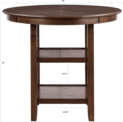 New Classic Furniture Cori 5-Piece Round Counter Set with 1 Dining Table and 4 Chairs, 42-Inch, Cherry Brown