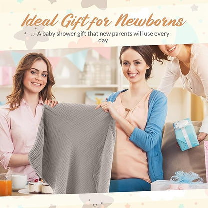 Hahafelt 6 Pcs Muslin Hooded Bath Towels Washcloths and Bibs Set, Muslin Cotton Baby Towels Absorbent Hooded Blanket Towel Infant Bibs for Boys Girls Newborn Infant Essential(Brown, Beige)