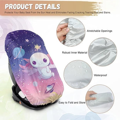 XYZCANDO Axolotl Cooling Car Seat Cover Baby Cartoon Car Seat Sun Cover for Baby Waterproof Baby Car Seat Sun Shade Cover Summer Carseat Cover Protect from Sun/Hot Days 2025