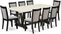 East West Furniture V627MZ650-9 9 Piece Kitchen Table Set Includes a Rectangle Dining Room Table with V-Legs and 8 Dark Gotham Grey Linen Fabric Parsons Chairs, 40x72 Inch, Multi-Color