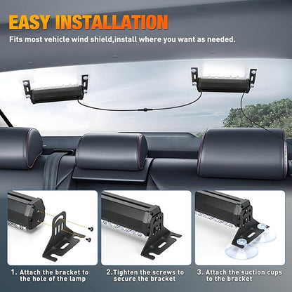 Nilight 12LED Emergency Strobe Traffic Advisor Light Bar 2 in 1 White Dash Warning Safety Flashing Lights Front/Rear Windshield Construction Lights for Trucks Cars Plow Police Firefighter Vehicles