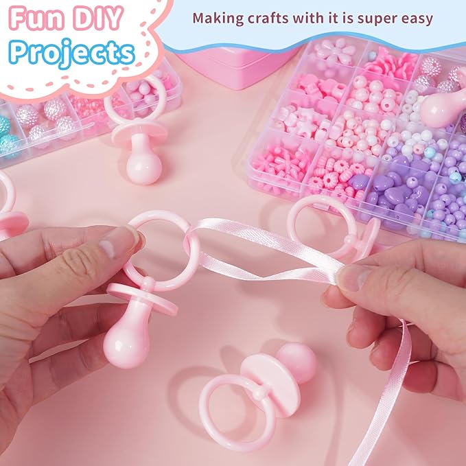 36 Plastic Pacifiers for Baby Shower Game, 2.75’’ Baby Shower Pacifiers, Blue Pacifiers for Baby Shower Decoration DIY, Gender Reveal Party Table Scatter/Baby Shower Party Favors(Blue&Pink)