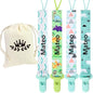 Personalized Baby Pacifier Clip with Name，4Pack, Customized Pacifier Clip for Baby Girls, Lightweight Universal Pacifier Holder Fits Most Pacifiers